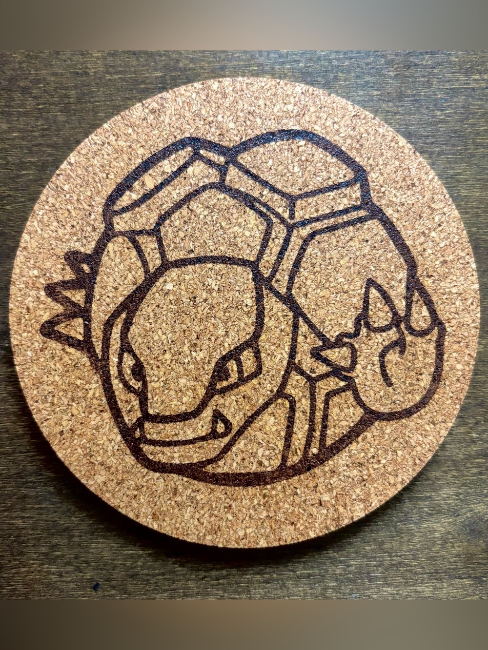 Pokemon Golem Face Laser Engraved Cork Coaster